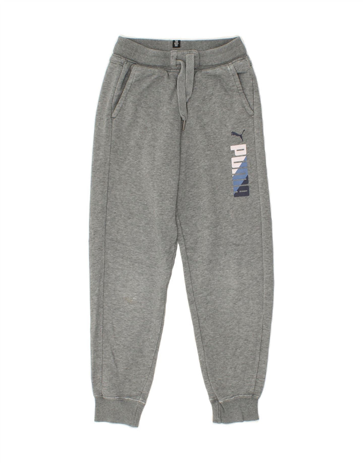 PUMA Boys Graphic Tracksuit Trousers Joggers 9-10 Years Medium Grey Cotton Vintage Puma and Second-Hand Puma from Messina Hembry 