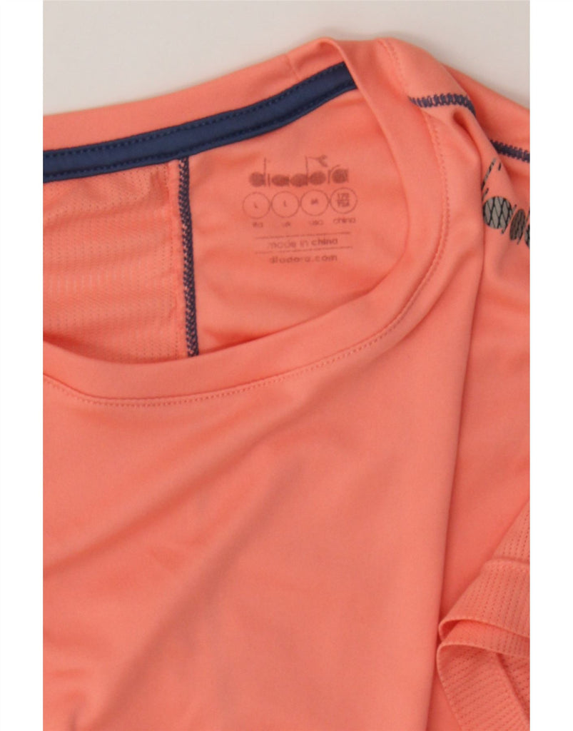 DIADORA Womens T-Shirt Top UK 14 Large Orange Vintage Diadora and Second-Hand Diadora from Messina Hembry 