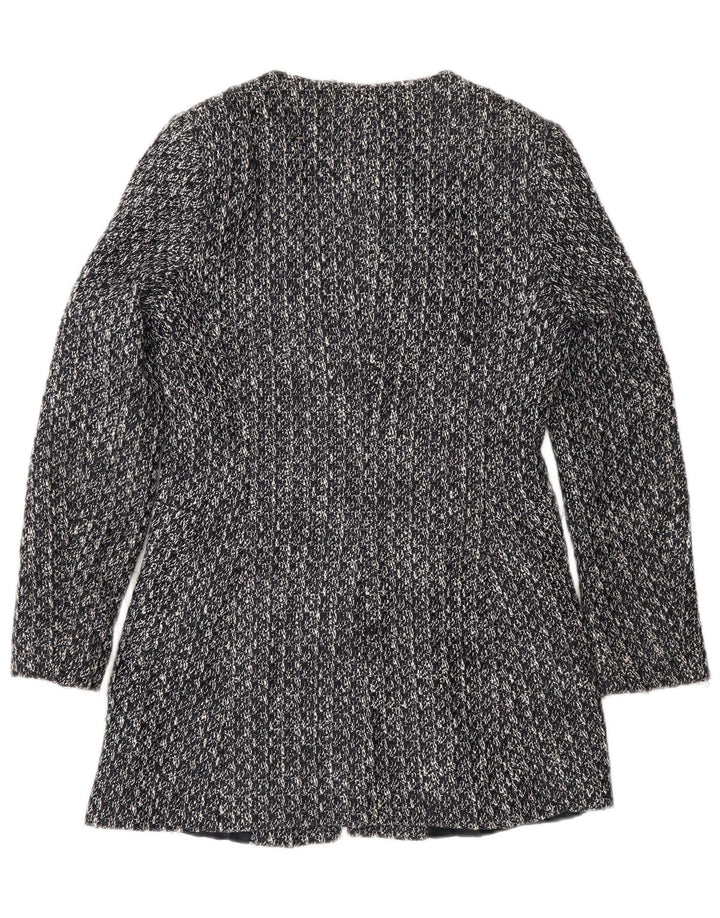 Zara Womens Full Zip Blazer Jacket UK 12 Medium Grey Cotton