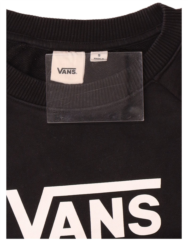 VANS Womens Crop Oversized Graphic Sweatshirt Jumper UK 10 Small Black