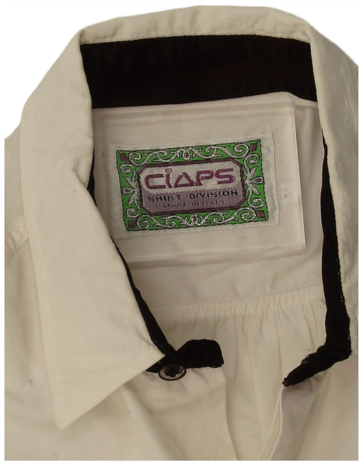 Vintage Mens Shirt Medium White Floral Cotton