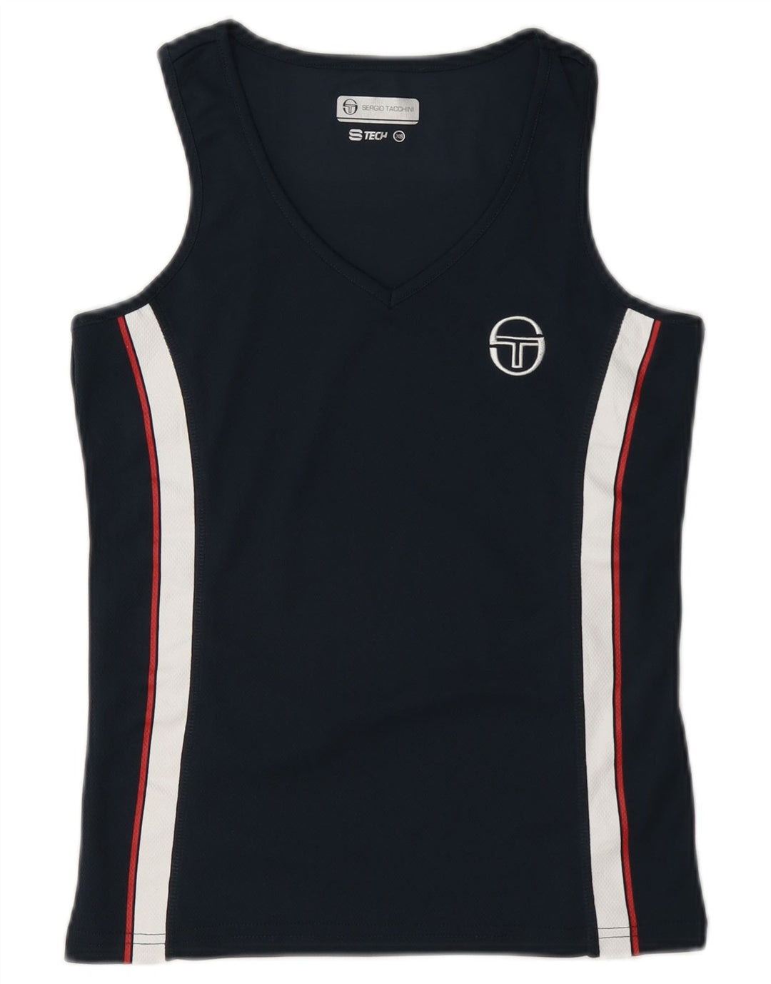 Sergio Tacchini Womens Vest Top UK 6 XS Navy Blue Colourblock Polyester