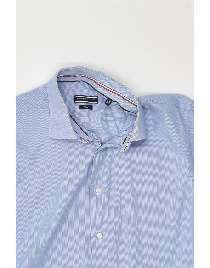 TOMMY HILFIGER Mens Fitted Shirt Size 40 15 1/2 Medium Blue Cotton | Vintage Tommy Hilfiger | Thrift | Second-Hand Tommy Hilfiger | Used Clothing | Messina Hembry 