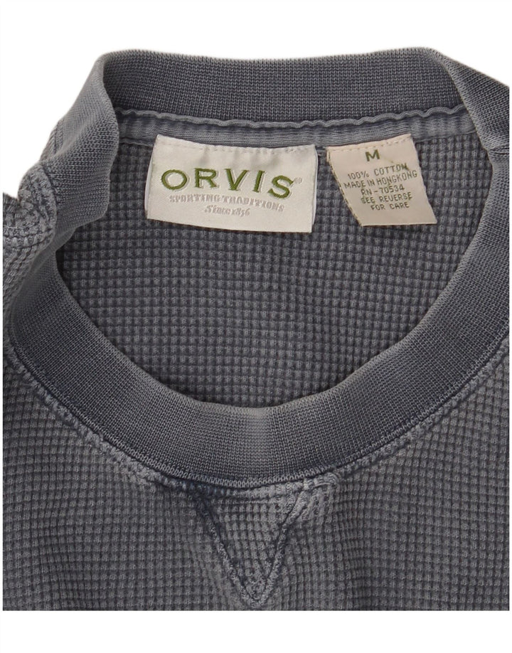 Orvis Mens Top Long Sleeve Medium Grey Cotton