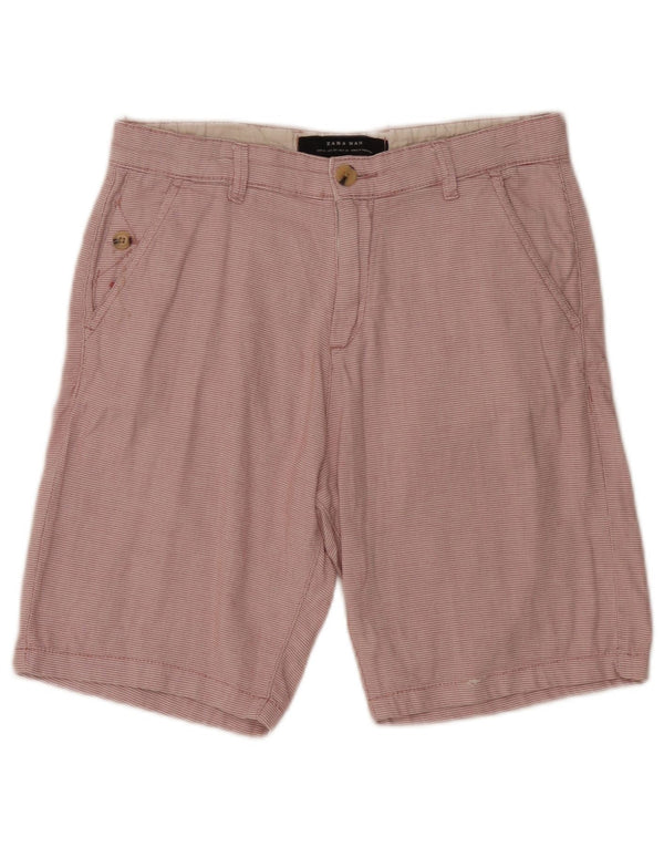 Zara Mens Chino Shorts EU 38 Small W30 Red Geometric Cotton