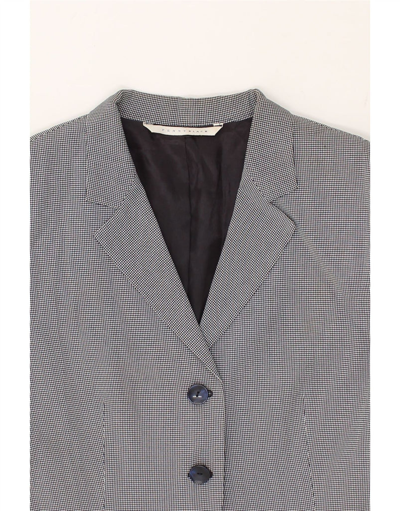 PENNY BLACK Womens 3 Button Blazer Jacket UK 12 Medium Grey Check Viscose | Vintage Penny Black | Thrift | Second-Hand Penny Black | Used Clothing | Messina Hembry 