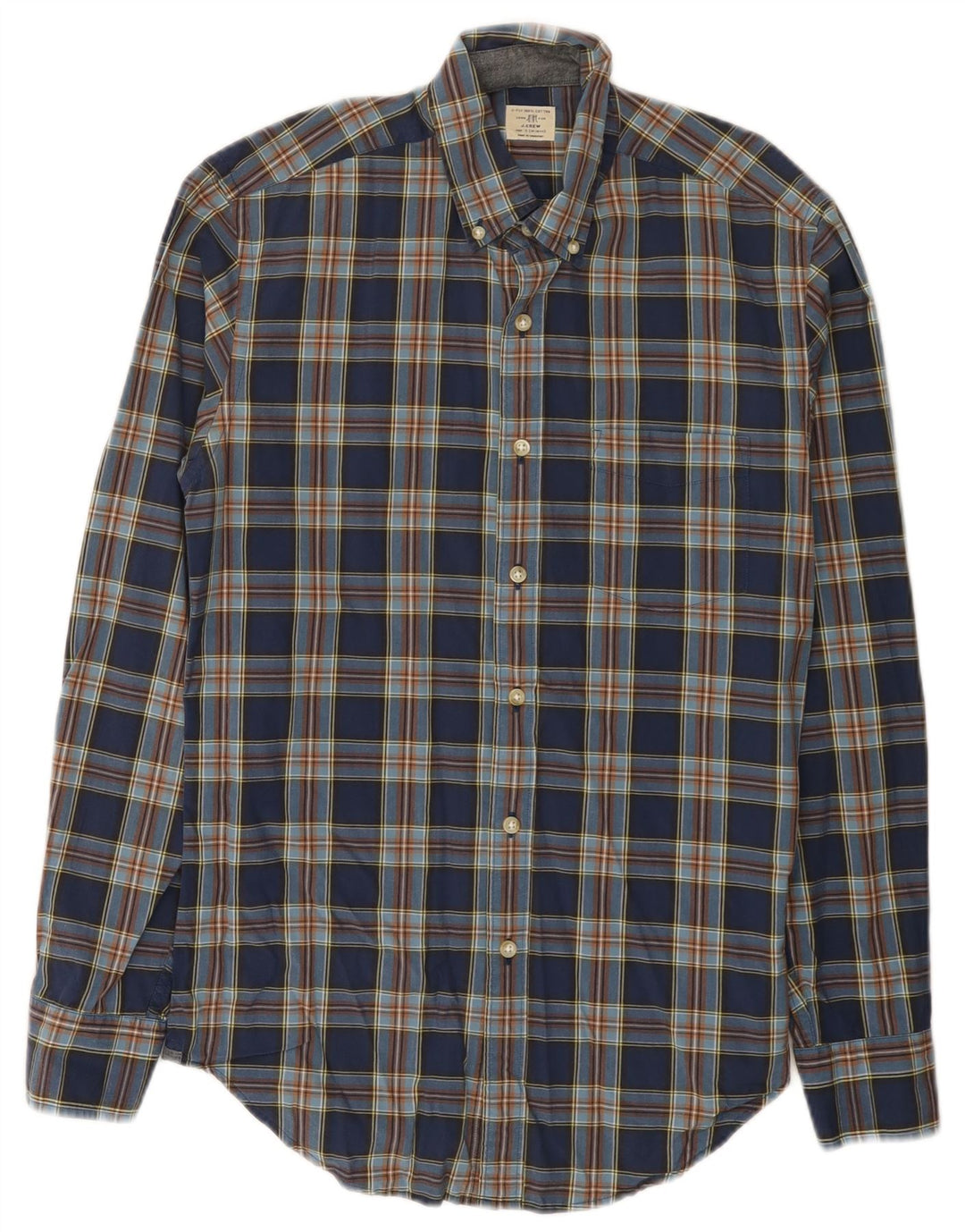 J. Crew Mens Shirt Size 14 1/2 Small Blue Check Cotton