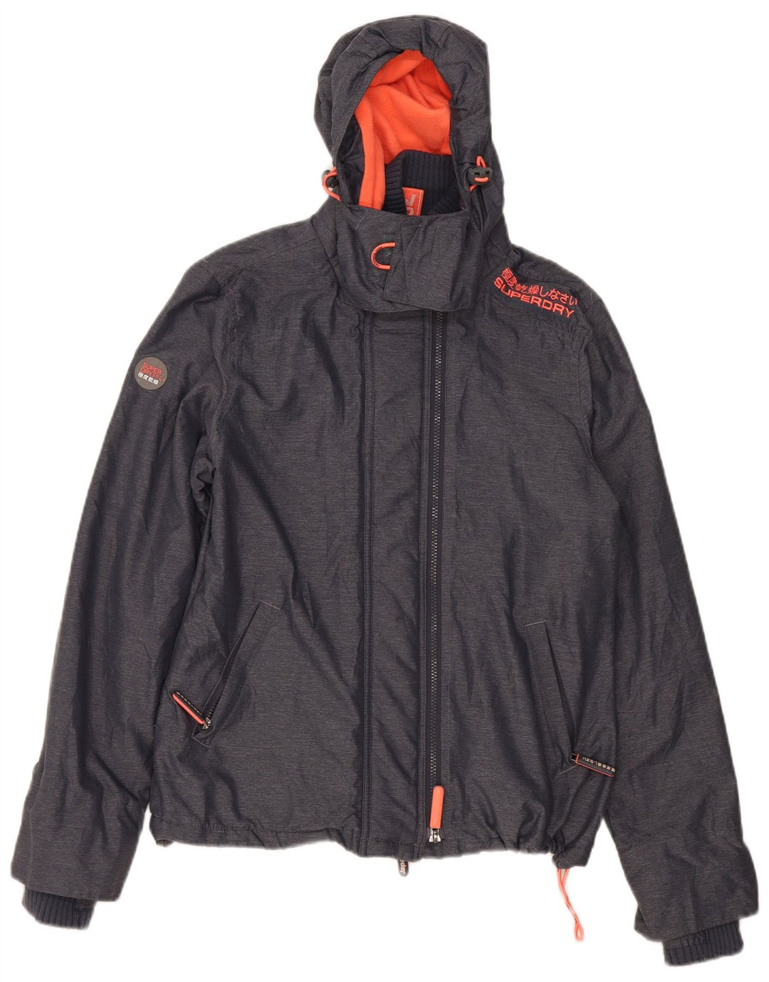 Superdry Womens Windcheater Hooded Windbreaker Jacket UK 16 Large Grey