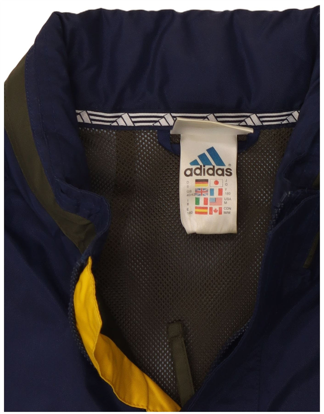 Adidas Mens Hooded Rain Jacket UK 40/42 Medium Navy Blue Colourblock