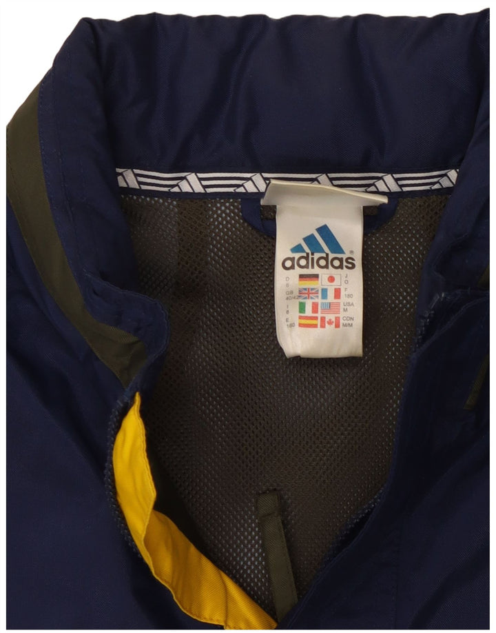 Adidas Mens Hooded Rain Jacket UK 40/42 Medium Navy Blue Colourblock