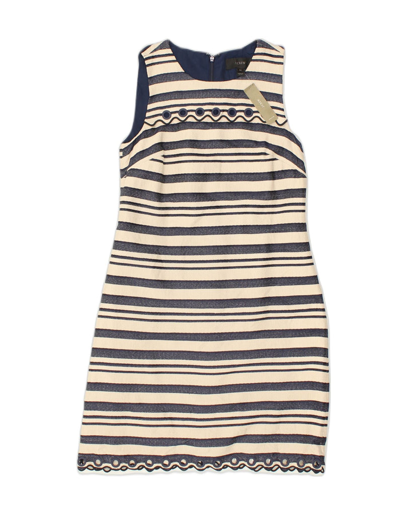 J. CREW Womens Sleeveless Basic Dress UK 00 2XS Beige Striped Cotton | Vintage J. Crew | Thrift | Second-Hand J. Crew | Used Clothing | Messina Hembry 