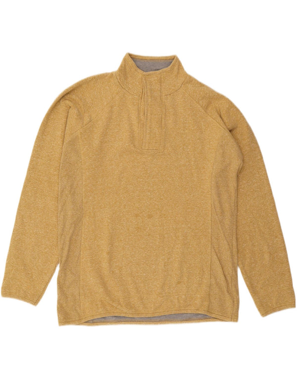 Weird Fish Mens Button Neck Sweatshirt Jumper Large Yellow Flecked