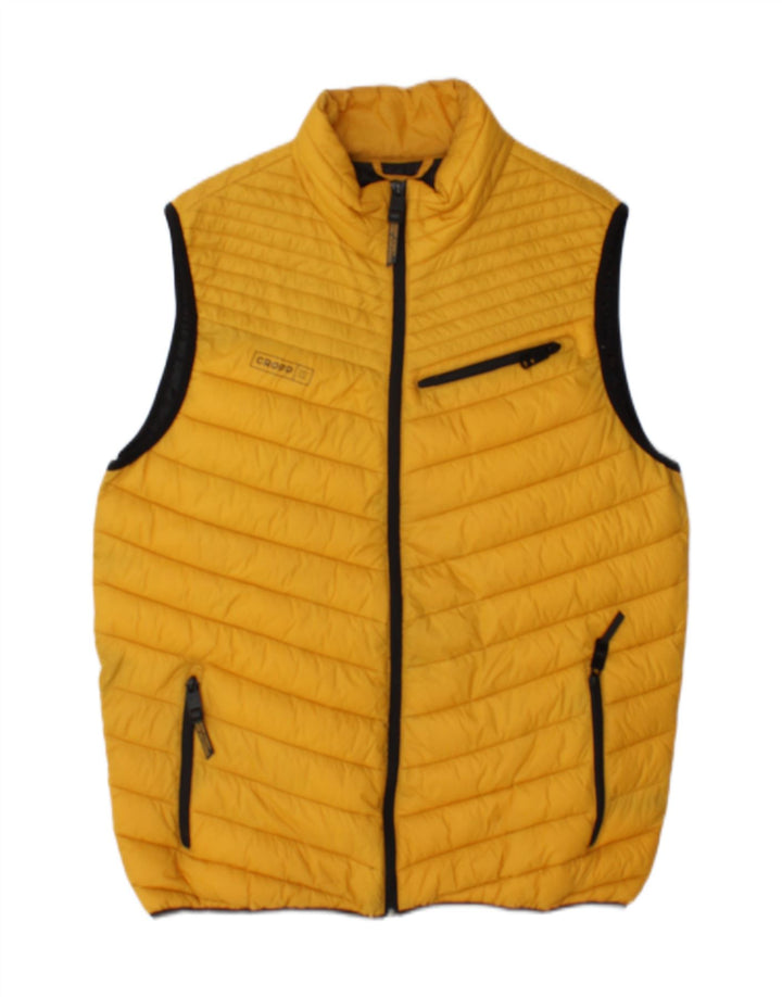 Cropp Mens Padded Gilet UK 40 Large Yellow Polyamide