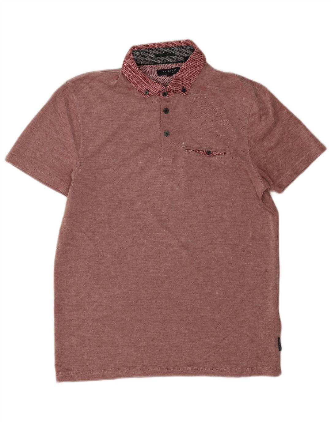 Ted Baker Mens Polo Shirt Size 3 Medium Burgundy Modal