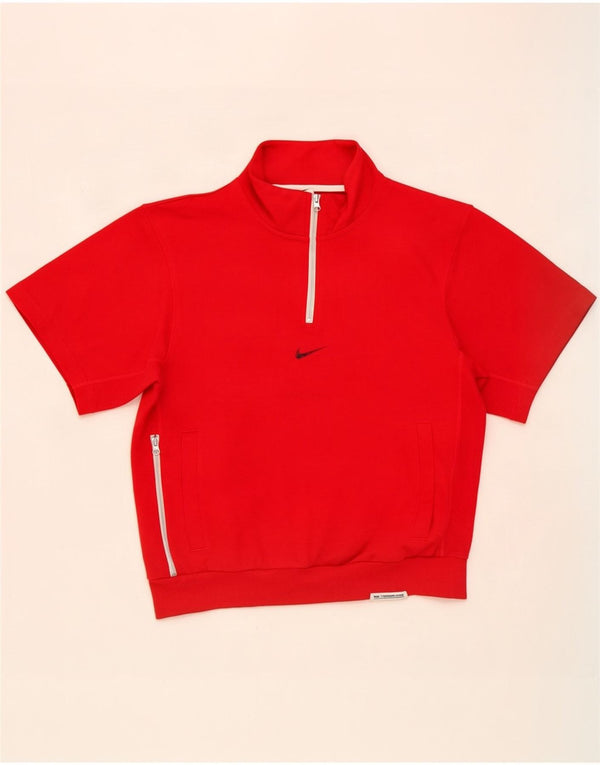 Nike Mens Dri Fit Graphic Short Sleeve Sweatshirt Jumper Small Red Cotton