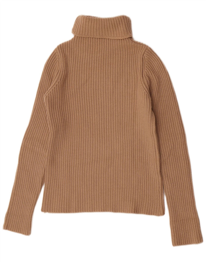 Stefanel Womens Roll Neck Jumper Sweater UK 12 Medium Brown Wool