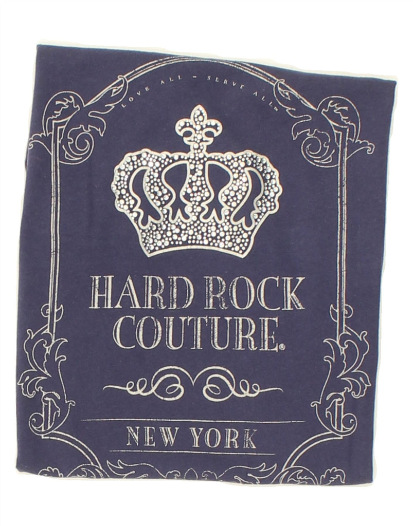 HARD ROCK COUTURE Womens New York Graphic T-Shirt Top UK 12 Medium Blue | Vintage Hard Rock Couture | Thrift | Second-Hand Hard Rock Couture | Used Clothing | Messina Hembry 