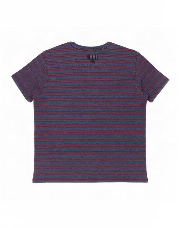 Fat Face Mens T-Shirt Top Large Navy Blue Striped Cotton