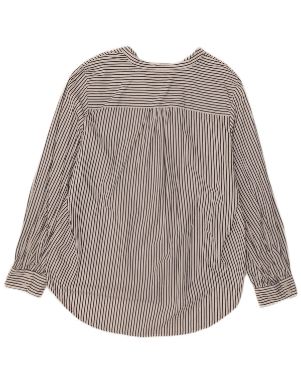 Marks & Spencer Womens Pullover Shirt UK 16 Large White Striped Cotton