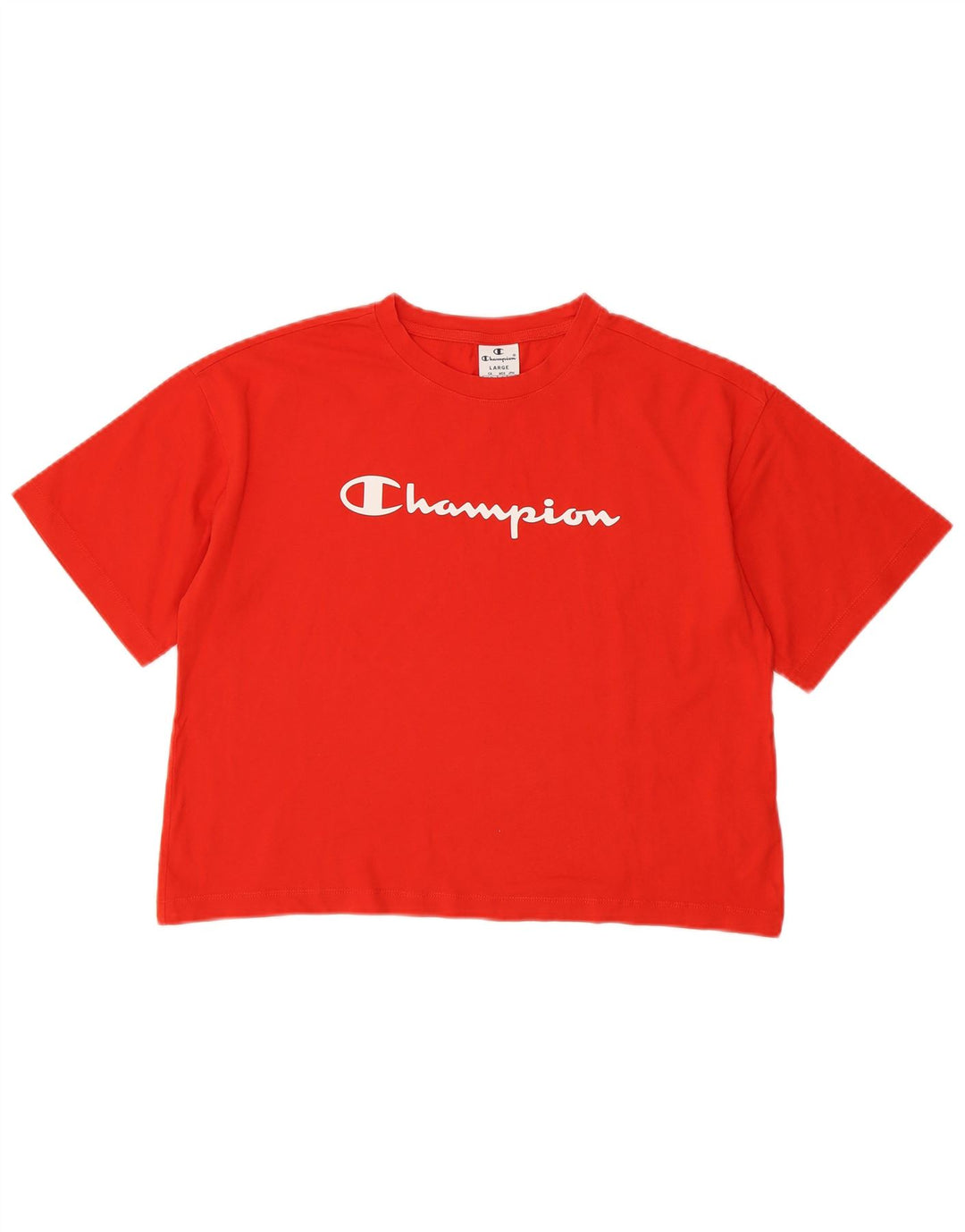 CHAMPION Womens Crop Graphic T-Shirt Top UK 16 Large Red Cotton