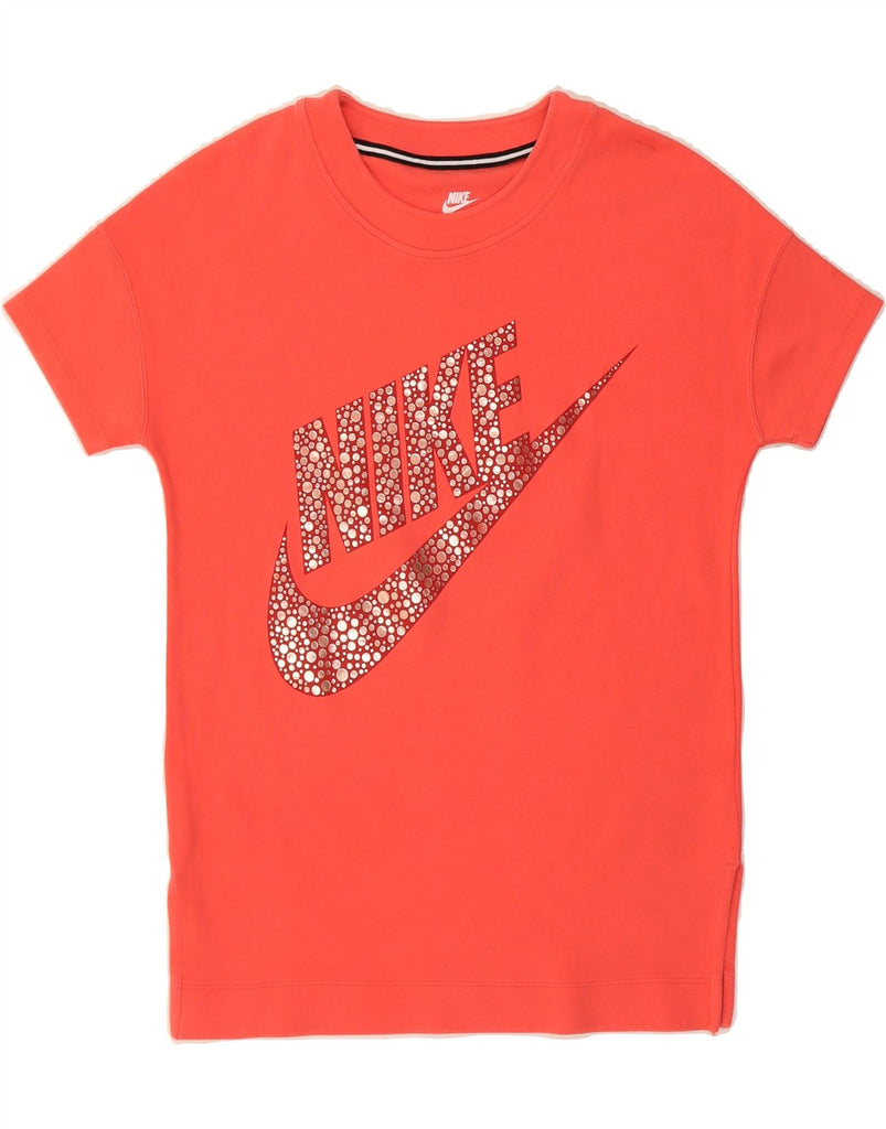 NIKE Womens Oversized Graphic T-Shirt Dress UK 10 Small Red Cotton Vintage Nike and Second-Hand Nike from Messina Hembry 
