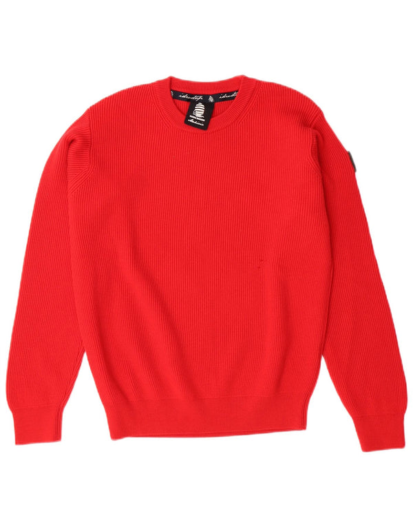Marina Yachting Mens Crew Neck Jumper Sweater Small Red Virgin Wool