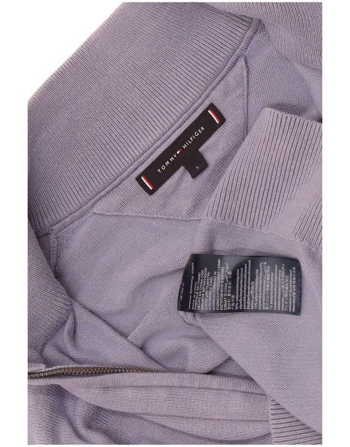 Tommy Hilfiger Mens Cardigan Sweater Large Blue Cotton