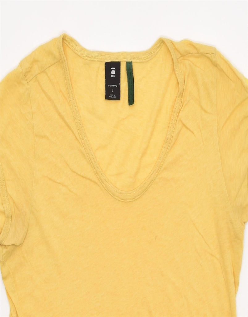 G-STAR Womens T-Shirt Top UK 16 Large Yellow Cotton Classic | Vintage | Thrift | Second-Hand | Used Clothing | Messina Hembry 