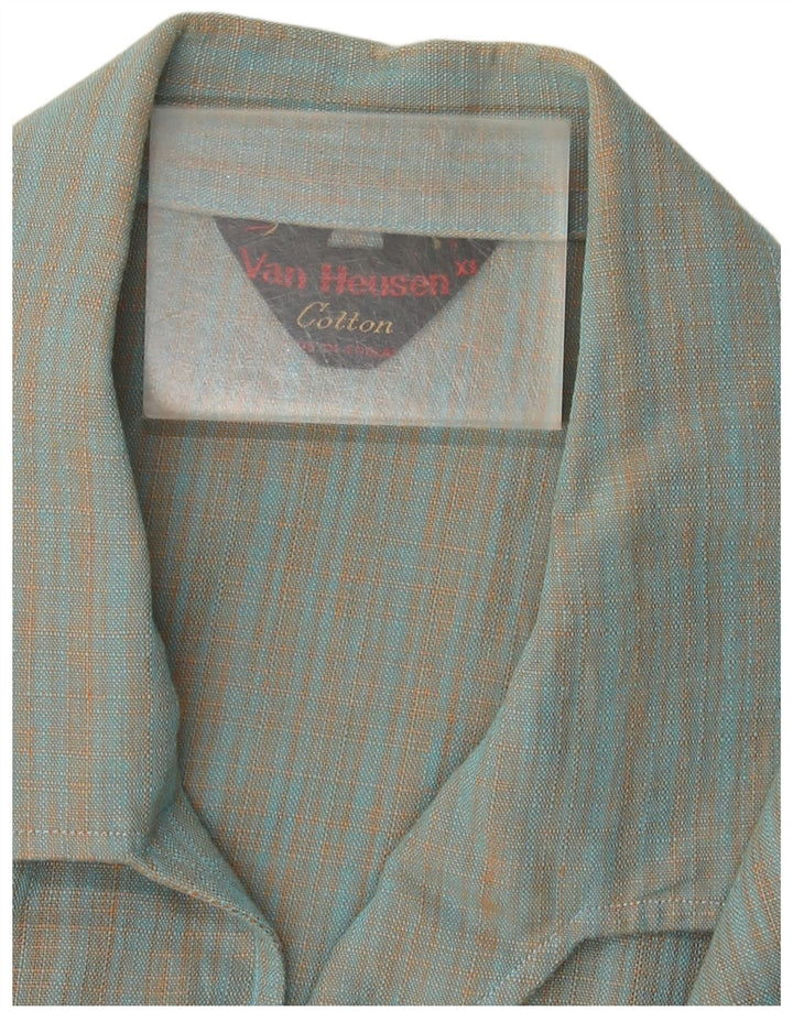 Van Heusen Mens Short Sleeve Shirt XL Blue Check Cotton