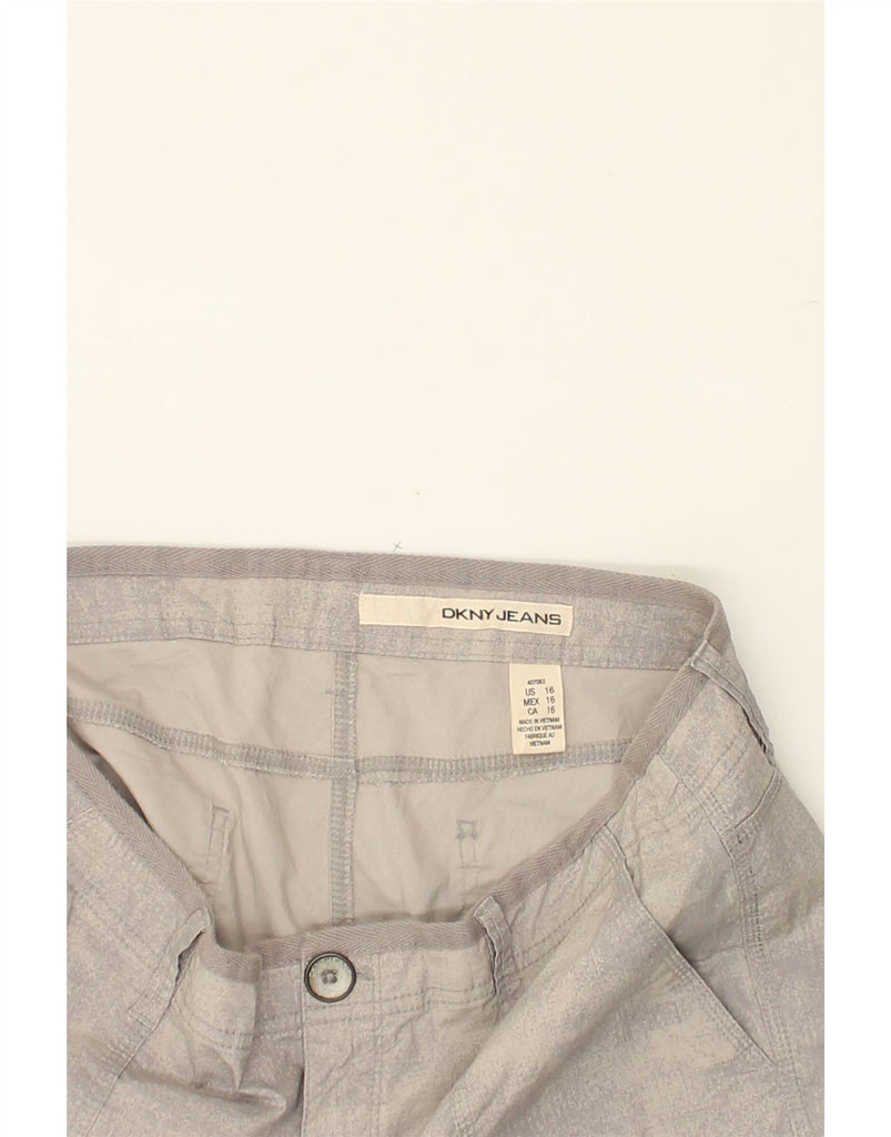 DKNY Womens Capri Cargo Trousers US 16 2XL W38 L22 Grey Tie Dye Cotton | Vintage Dkny | Thrift | Second-Hand Dkny | Used Clothing | Messina Hembry 
