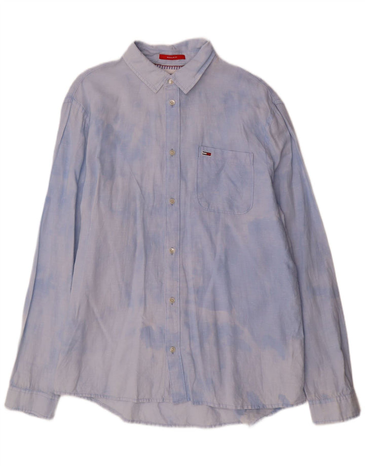 TOMMY HILFIGER Mens Regular Fit Shirt XL Blue Tie Dye Cotton