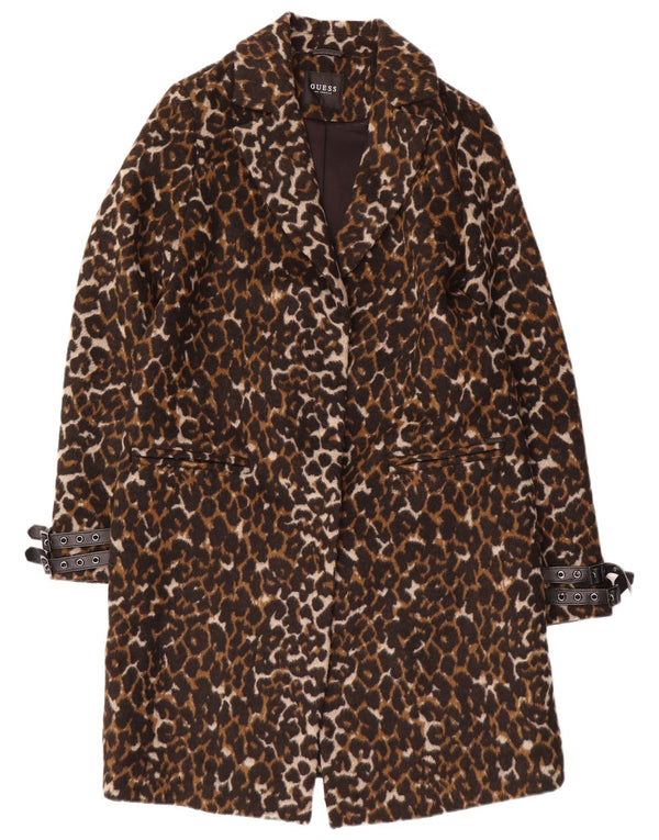 GUESS Womens Loose Fit Overcoat UK 6 XS  Multicoloured Animal Print