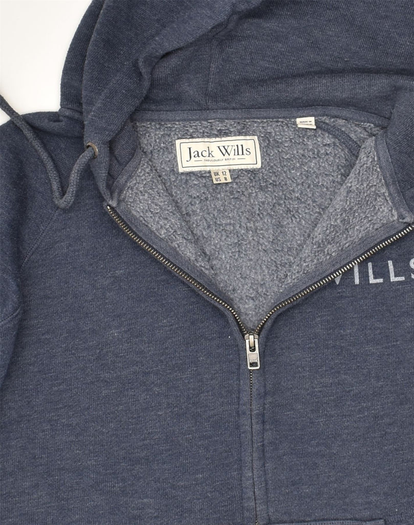 JACK WILLS Womens Zip Hoodie Sweater UK 12 Medium  Navy Blue Cotton | Vintage Jack Wills | Thrift | Second-Hand Jack Wills | Used Clothing | Messina Hembry 