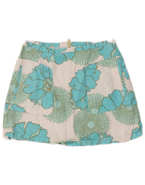Topshop Womens Mini Skirt UK 10 Small W25 Blue Floral Cotton