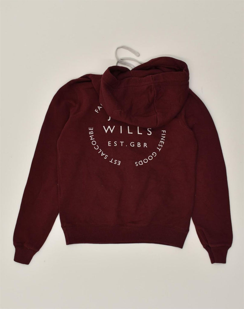 JACK WILLS Womens Classic Fit Graphic Hoodie Jumper UK 10 Small Burgundy | Vintage Jack Wills | Thrift | Second-Hand Jack Wills | Used Clothing | Messina Hembry 