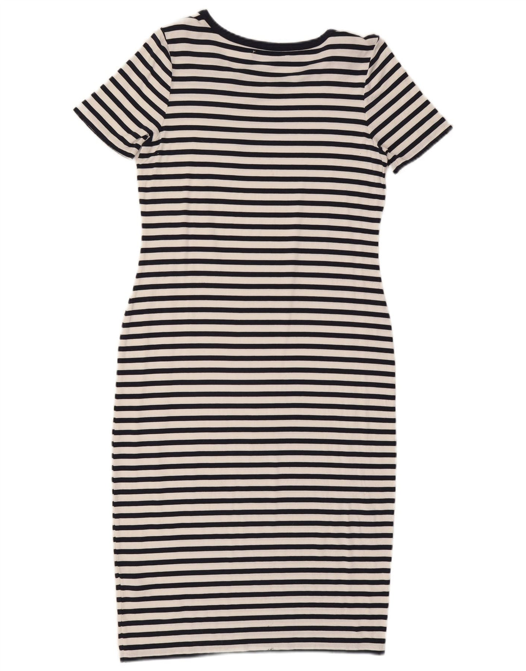 Marks & Spencer Womens Sheath Dress UK 12 Medium  Navy Blue Striped Viscose