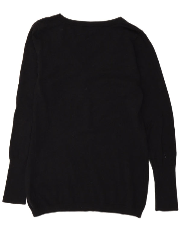 Gap Womens Button Neck Jumper Sweater UK 14 Medium Black Cotton