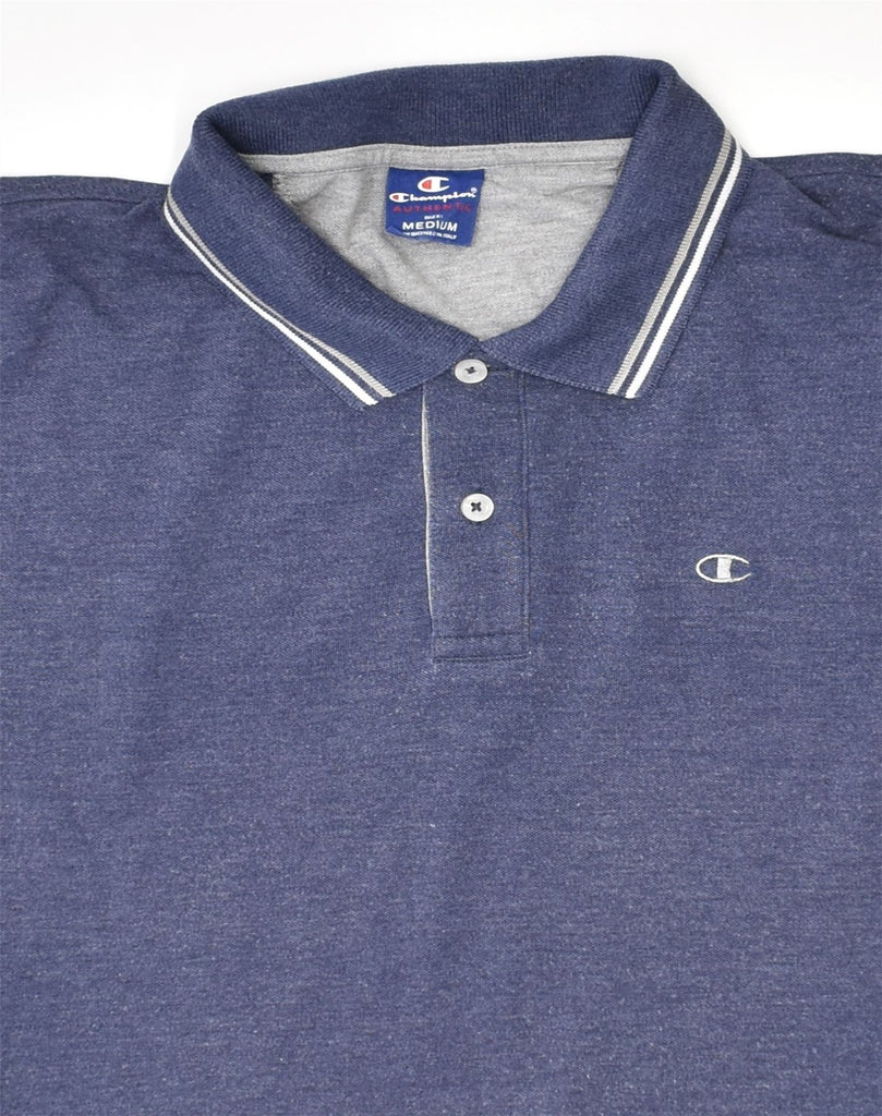 CHAMPION Mens Polo Shirt Medium Navy Blue Cotton | Vintage Champion | Thrift | Second-Hand Champion | Used Clothing | Messina Hembry 