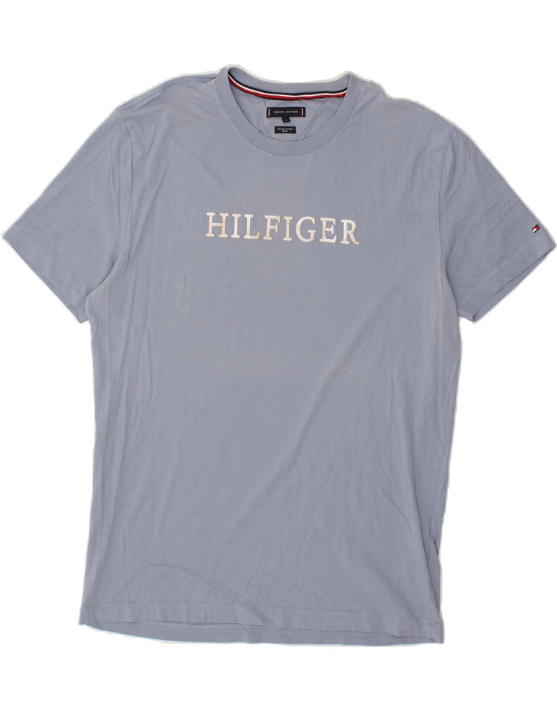 TOMMY HILFIGER Mens Graphic T-Shirt Top 2XL Blue Cotton Vintage Tommy Hilfiger and Second-Hand Tommy Hilfiger from Messina Hembry 