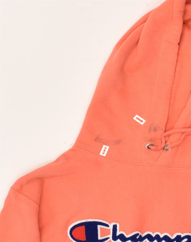 CHAMPION Mens Graphic Hoodie Jumper Medium Orange Cotton | Vintage Champion | Thrift | Second-Hand Champion | Used Clothing | Messina Hembry 