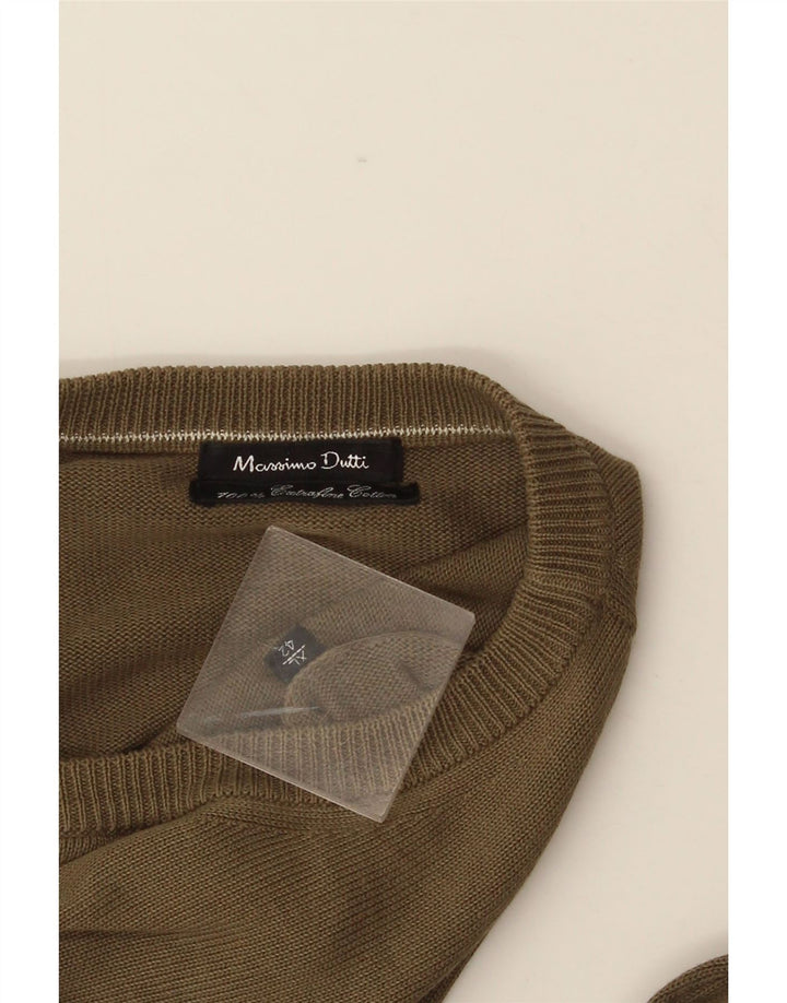 MASSIMO DUTTI Mens Crew Neck Jumper Sweater XL Brown Cotton