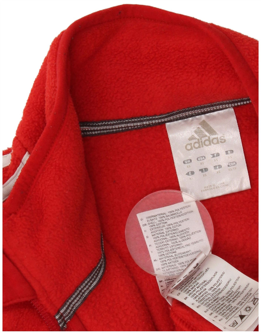 Adidas Mens Fleece Jacket UK 34 XS Red Polyester