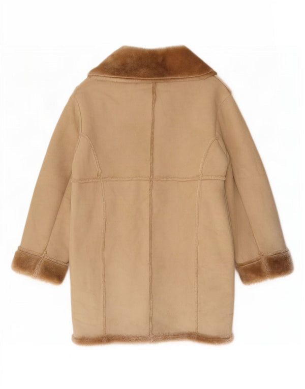 Casamia Womens Oversized Sherpa Overcoat UK 10 Small Beige Polyester