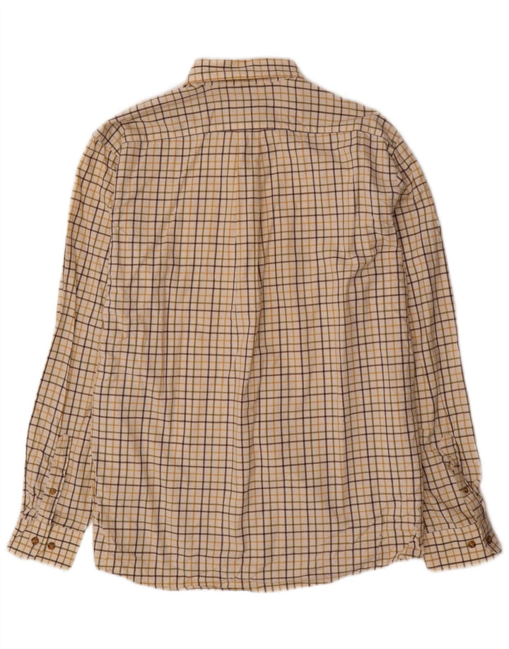 EDDIE BAUER Mens Shirt Large Beige Check Cotton