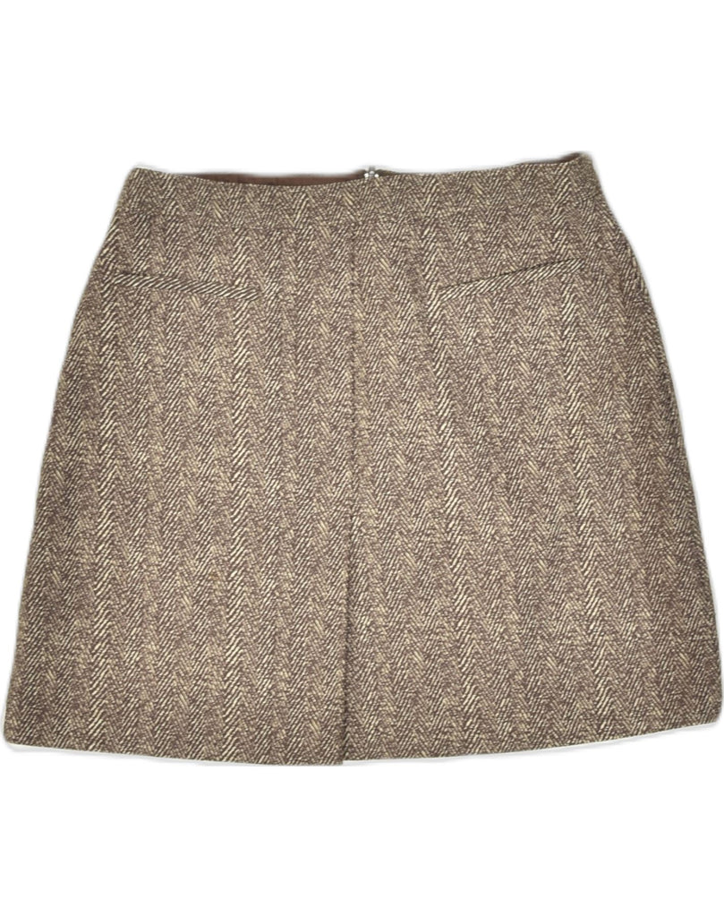 STEFANEL Womens Mini Skirt IT 44 Medium W28 Brown Herringbone Polyester | Vintage | Thrift | Second-Hand | Used Clothing | Messina Hembry 