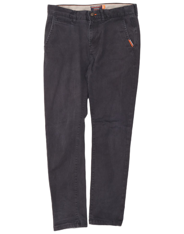 Superdry Mens Slim Chino Trousers W32 L32 Navy Blue Cotton