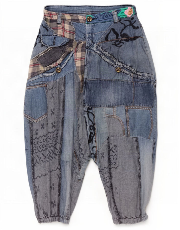 Desigual Womens Harem Drop Crotch Jeans W30 L13 Blue Patchwork Cotton