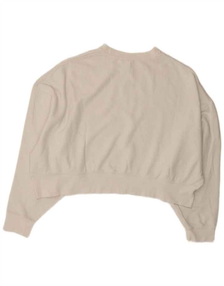 NIKE Womens Crop Oversized Sweatshirt Jumper UK 14 Medium White Cotton