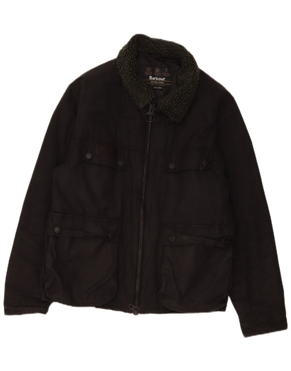 Barbour Mens Sherpa Utility Jacket UK 44 2XL Black Cotton