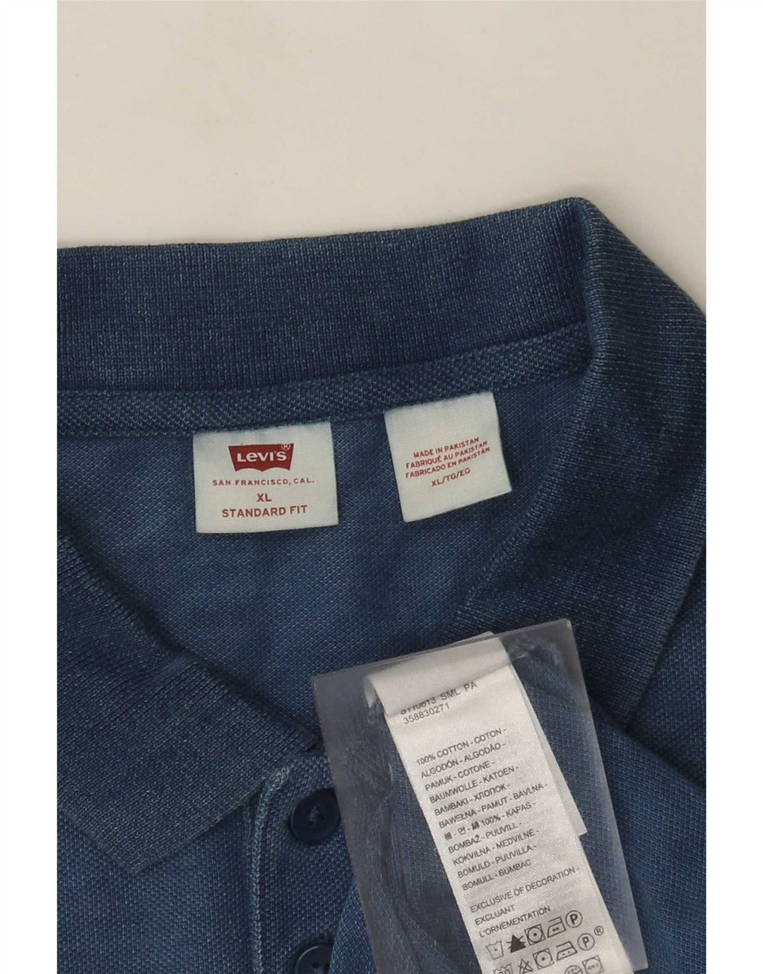 Levi's Mens Standard Fit Polo Shirt XL Blue Cotton